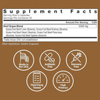 Force Factor Primal Origins Grass-Fed Beef Organs, Pasture-Raised Supplement with Liver, Kidney, Heart, Pancreas & Spleen, Hormone & Antibiotic Free, Non-GMO, 3500mg, 150 Capsules