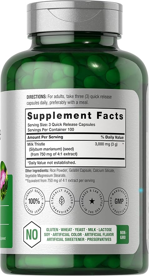 Horbäach Milk Thistle Supplement | 300 Capsules | Herbal Extract | Non-GMO, Gluten Free