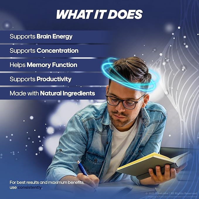 rize labs Mind Vitality Focus Brain Supplement, Mind Vitality to Boost Focus and Concentration & Avoid Mid-Afternoon Fatigue, Mind Vitality Advanced Formula Reviews (180 Capsules) (Pack of 3)