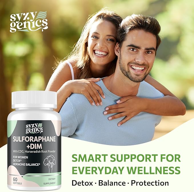 Sulforaphane Supplement from Broccoli Sprouts, DIM and CDG Triple Blend, Natural Enzyme Myrosinase for High Sulforaphane, Broccoli Supplement for Detox, Antioxidant and Balance, 120 Vegan Softgels