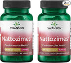 Swanson Triple-Strength Nattozimes 195 Milligrams/6750 Fu 60 Veg Capsules Enzyme (2 Pack)