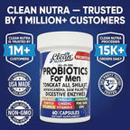 Clean Nutra Probiotics for Men | Tongkat Ali, Saw Palmetto, Tribulus, Ginseng, Ashwagandha, Maca, Pumpkin, Gingko Biloba, Pine Bark, Fenugreek, Shilajit, Zinc - Mens Probiotic 60 Capsules