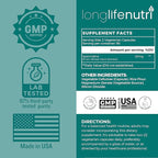 LongLifeNutri Spermidine 20mg, Supports Cellular Health & Brain Function - 180 Count, 2 Serving Size, Vegan Capsules, Wheat Germ Extract, Naturally Support Wellness, Lab Tested, Crafted in USA