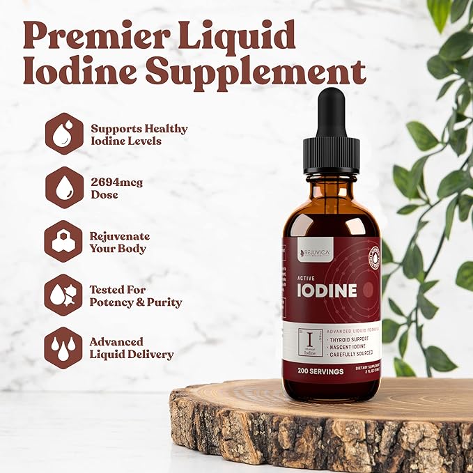 Rejuvica Health Active Iodine + Active Ashwagandha 4oz Bundle - Energy & Stress Support Bundle - Advanced Liquid Delivery