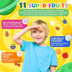 Kids Super Greens Gummies, Superfood Multivitamin for Kids, 30 Veggie, Fruit, Vitamin, Mineral, Probiotic, Kids Vitamin Gummies for Growth, Immunity, Digestion, Picky Eater Approved, Sugar Free 2Pack