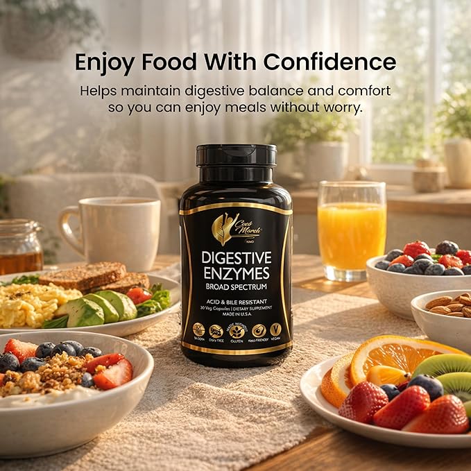 Cocó March N.M.D Digestive Enzymes – Broad Spectrum 18 Enzyme Blend, 600mg Proprietary Blend for Digestive Health, Gas & Bloating Support for Women & Men, Vegan, Dairy Free, 30 Veg Capsules