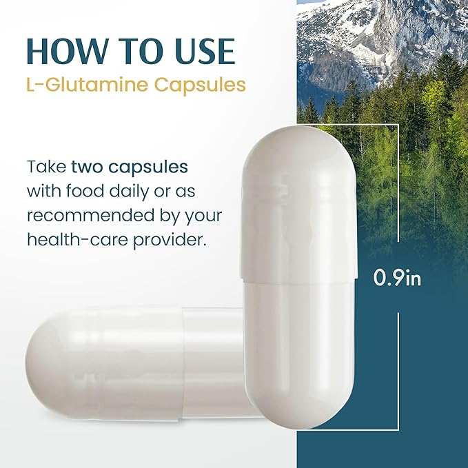 Vykee Nutrition L-Glutamine Capsules - Supplements for Muscle Recovery, Gut Health and Immune Support - Vegan, Non-GMO, Gluten-Free - 1500 mg, 120 Count