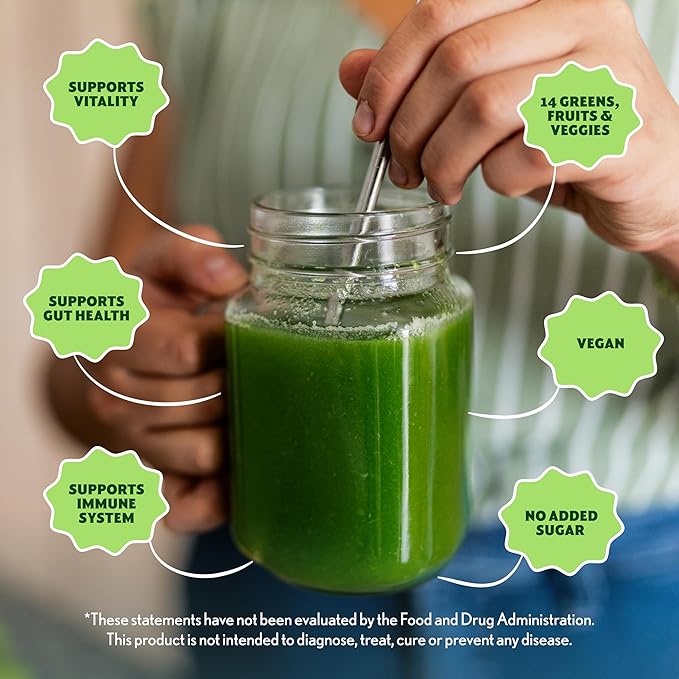 Amazing Grass Greens Blend Superfood: Super Greens Powder Smoothie Mix with Spirulina, Chlorella, Beet Root Powder, Digestive Enzymes, Prebiotics & Probiotics, Original, 15 Servings (Packaging May Vary)