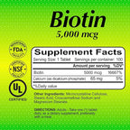 ALFA VITAMINS Biotin 5000 mcg High Potency Vitamin B7 Supplement for Daily Use – 100 Tablets 2 Pack
