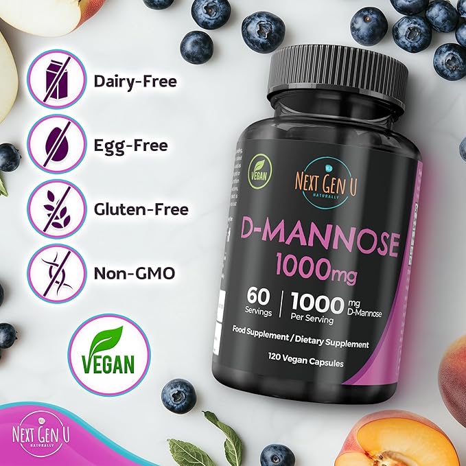 D-Mannose 1000 mg, 120 Vegan Caplets, Dietary Supplement, by NextGenU