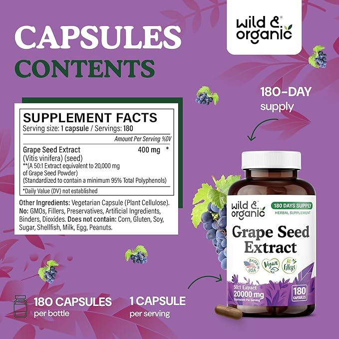 Wild & Organic Grape Seed Extract 180 Capsules & Beet Root 180 Capsules