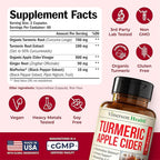 Organic Apple Cider Vinegar with Turmeric Curcumin Supplement & Ginger for Digestive Health, Metabolism, Energy & Joint Support – Organic Turmeric & Apple Cider Vinegar Capsules – 120 Vegan Capsules