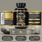 Organic Shilajit with Fulvic Acid, Humic Acid, 85+ Minerals- Gold Grade Plus - Same as Resin - Energy, Stamina, Brain Support - 120 Capsules - Made in The USA