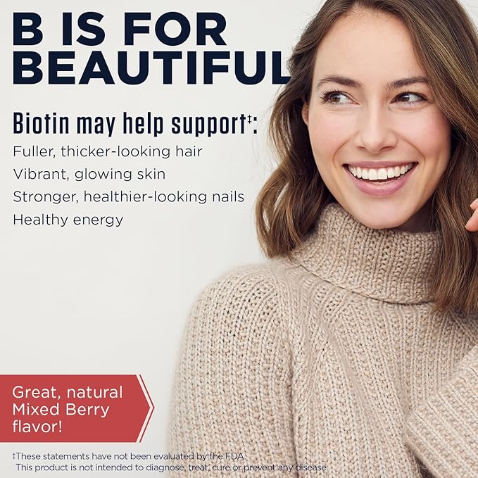 KAL Ultra Biotin 10000mcg ActivMelt, Hair Growth Supplement, High Potency Vitamin B7 for Healthy Hair, Skin, Nails and Energy Support, Vegetarian, Natural Mixed Berry Flavor, 60 Serv, 60 Micro Tablets