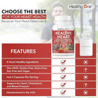 Healthy Heart - CoQ10 - Cholesterol - Circulation - Inflammation - Blood Pressure - Plaque - Cortisol - Arteries - LDL - HDL - Hawthorne - Beet Root - Garlic - Olive Leaf - Hibiscus - 120 Count