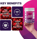 Vitamatic Biotin Gummies 10,000 mcg for Stronger Hair, Skin & Nails - 240 Vegan Gummies - Also Called Vitamin B7