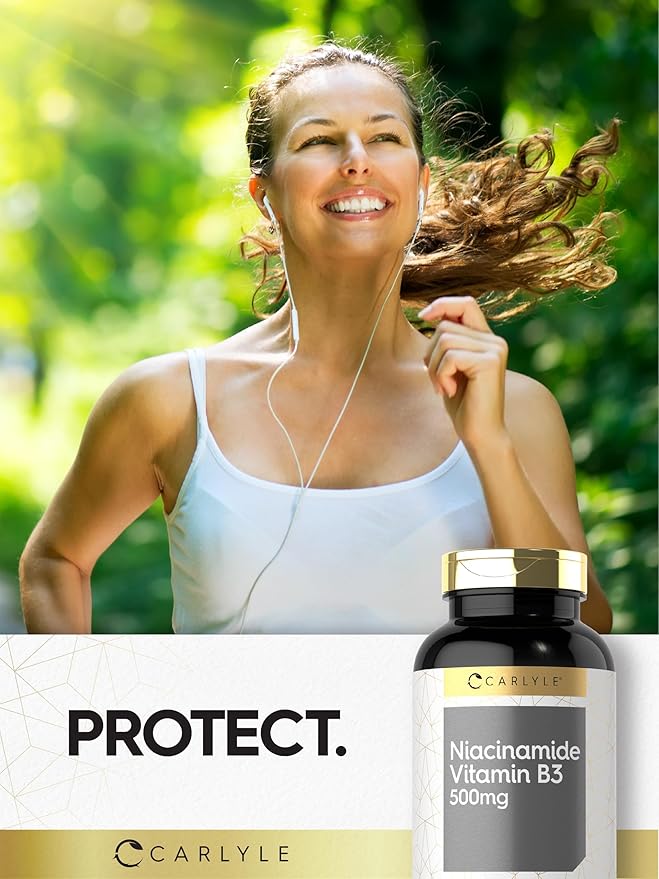 Carlyle Niacinamide 500mg Capsules | 300 Count | Vitamin B3 | Non-GMO & Gluten Free Supplement
