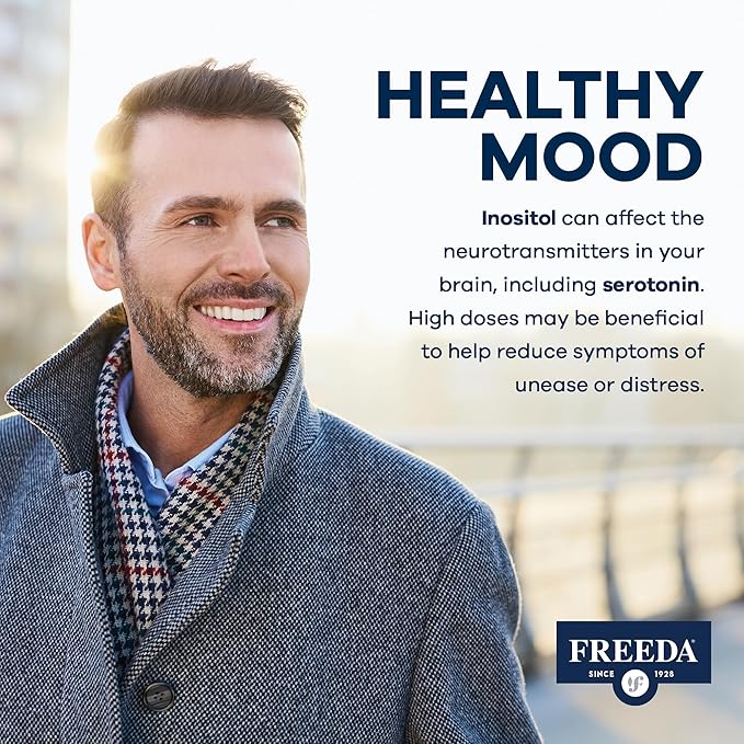 FREEDA Pure Inositol Capsules - 650 mg Inositol Supplement from Myo-Inositol - Mood and Calm Support - Vegetarian and Kosher Certified Vitamin B8 (Inositol) Supplements - Made in USA (100 ct)