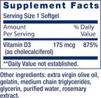 Life Extension Vitamin D3 175 mcg (7000 IU), Immune System Support, Bone Health, Brain Performance, Gluten-Free, Non-GMO, Once Daily, Two-Month Supply, 60 softgels