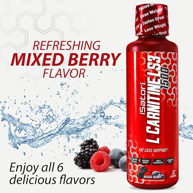 iSatori L-Carnitine LS3 1500, Triple-Blend Liquid L Carnitine Supplement, with Acetyl & Tartrate, Stimulant Free, Low Calories, Sugar & Gluten Free, Keto-Friendly, Mixed Berry Flavor (32 Servings)