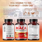 Vital Herbal Maca Root Complex with Ashwagandha, Tongkat Ali, Tribulus, Horny Goat Weed & Panax Ginseng – Herbal Support for Energy & Performance – 90-Day Supply