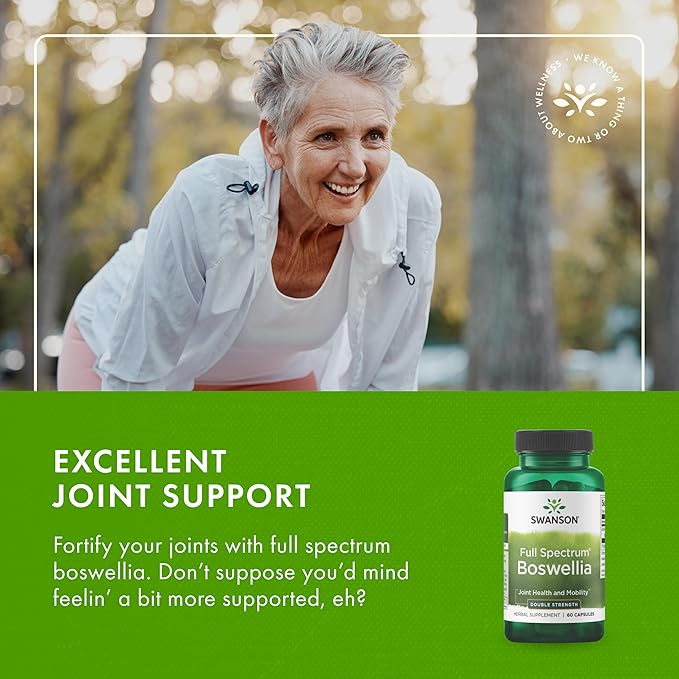 Swanson Double Strength Boswellia Serrata Ayurvedic Joint Supplement for Active Adults Seeking Flexibility and Mobility Support - 800 mg (60 Capsules, 3 Pack)