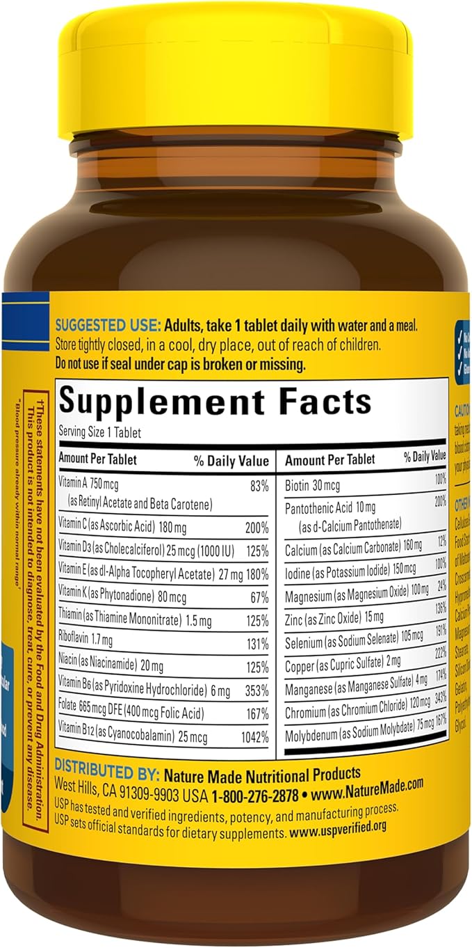 Nature Made Multivitamin for Men Over 50, Mens Multivitamins 50 Plus, Daily Nutritional Support, Nature Made Multi Vitamins, 90 Tablets, 90 Day Supply