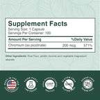 PurePremium Chromium Picolinate 200mcg - High Potency Chromium Supplements - Essential Mineral Health Support for Men/Women - Gluten-Free - 3 Months Supply - 100 Capsules