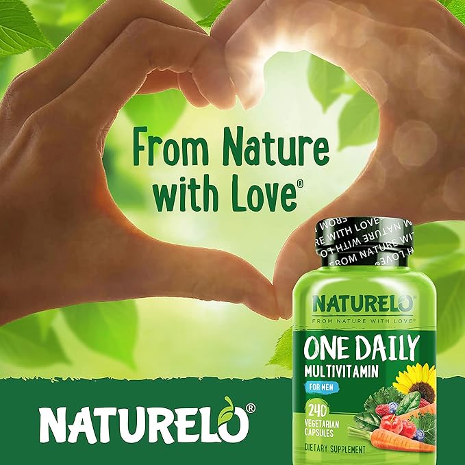 NATURELO Mens Multivitamins - One Daily Multivitamin for Men with Vitamins, Minerals & Organic Whole Foods, Boost Energy & Health, Non-GMO, 240 Vegetarian Capsules (Pack of 2)