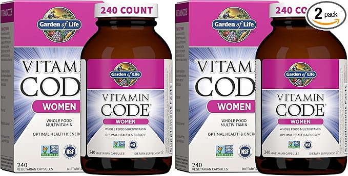 Garden of Life Multivitamin for Women, Vitamin Code Women's Multi - Whole Food Womens, Iron, Folate not Folic Acid, Vitamin A and Probiotics for Womens Energy, 240 Vegetarian Capsules, (Pack of 2)