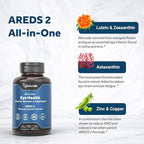 Naturalis Areds2 Clinically Based Eye Supplement | Lutein, Zeaxanthin, Astaxanthin, Bilberry, Blueberry, Cranberry & Grape Seed Adaptogen Blend | 120 Vision Essential Softgels