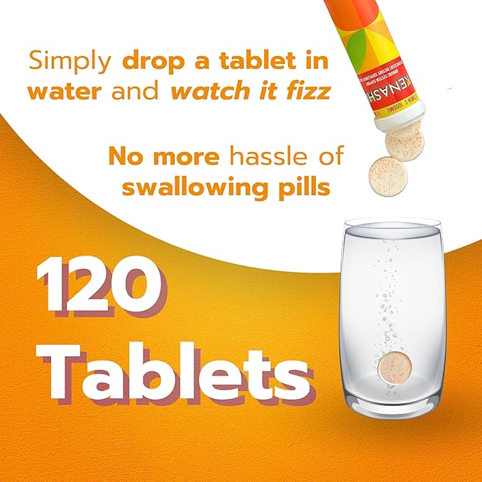 Vitamin c Effervescent Tablets Vitamin C with Zinc 1000mg Vitamin Dissolving Tablets Vitamin C Table Vitamina C Efervescente para Adulto Zinc 6 Pack