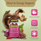 Just Beet It! Beet Root Gummies - Blood Pressure & Circulation Support Beet Gummies - Nitric Oxide Booster with CoQ10 & Grape Seed Extract - Heart Health & Energy for Men & Women - 60 Beet Chews