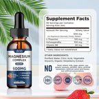 Triple Magnesium Complex Supplement-Magnesium Glycinate, Citrate, Malate Liquid Drops 500mg with Ashwagandha, L-Theanine, Vitamin B6 for Stress Relief, Sleep, Muscle Support-Strawberry Flavor