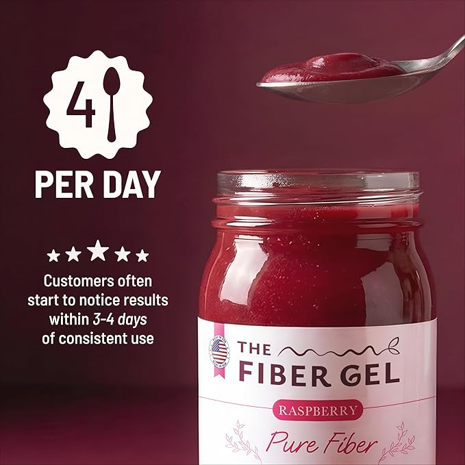 The Fiber Gel High Dietary Fiber Prebiotic Gel Formula — 100% Natural & Clean Label — Plant-Based Psyllium Husk & Inulin Complex — Keto Friendly, Vegan, No Added Sugar — Raspberry, 16 oz