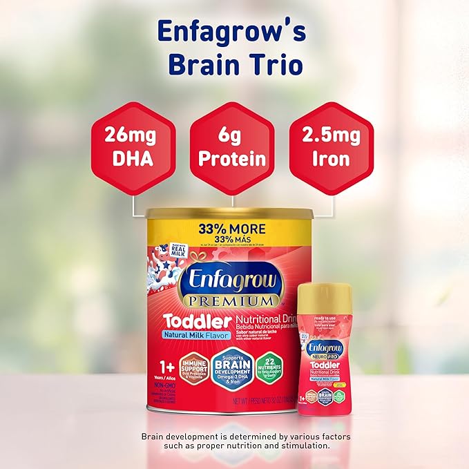 Enfagrow Premium Toddler Milk Nutritional Drink, Toddler Drink,Try Our Brain-Supporting Trio,32oz Can,(Pack of 3)