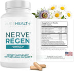 PUREHEALTH RESEARCH Nerve Regen Formula - Nerve Support Supplement for Feet & Hands - with Alpha Lipoic Acid ALA, Benfotiamine, Acetyl L-Carnitine, Riboflavin, Vitamin B6, B12, D & More - 120 Capsules