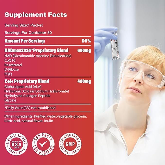 zooone- NAD+ Supplement 30pcs, Premium Nicotinamide Riboside & Resveratrol, DNA Repair & Healthy Aging， Advanced NAD Supplement for Men & Women, Boosts Cellular Energy.