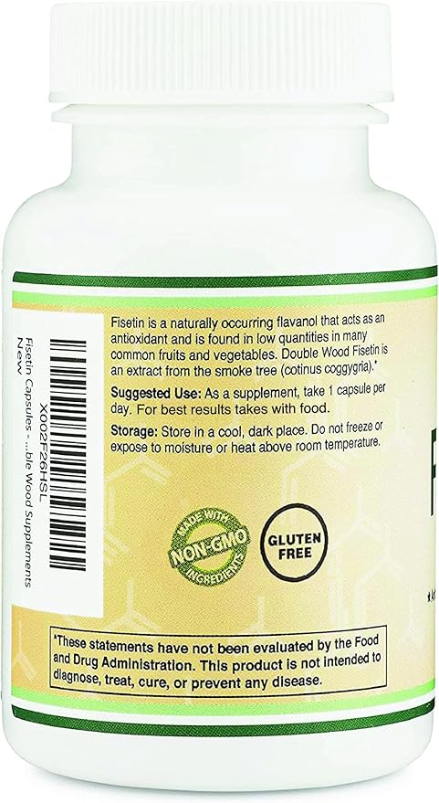 Fisetin Supplement - 100mg of Bioactive Flavnonols, 60 Count (Bioflavonoid Polyphenols Supplement Similar to Apigenin, Luteolin, and Quercetin) Aging Support Senolytic by Double Wood (Pack of 2)