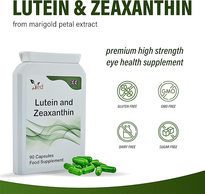 Ved Lutein 40mg with Zeaxanthin 2mg,New Micro encapsulated Marigold Extract Formula, for Maintenance of Normal Vision, 90 Vegan Capsule(3 Months Supply)