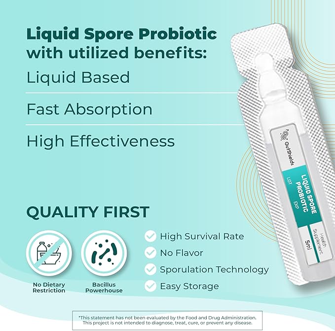 Liquid Spore Probiotic for Adult, Women & Men | Supports IBS, Gas, Bloating & Diarrhea | Improve Digestive & Immune System | 20 Servings