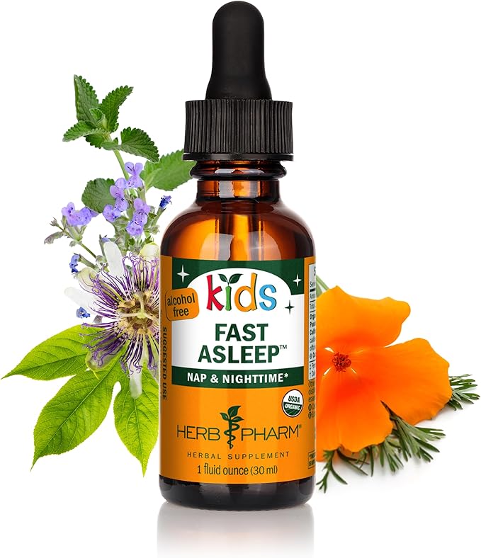 Herb Pharm Kids Fast Asleep™: Sleep Support Herbal Extract, Sugar-Free, Alcohol-Free, Herbal Supplement for Kids, Nap & Nighttime Support, Non-Bitter, Up to ~132 Servings Per Bottle, 1 oz*