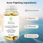 Clear Skin Acne Vitamins Capsules | Complexion Supplements with Pantothenic Acid B5, Zinc Picolinate, Vitex Chasteberry | 60 Count