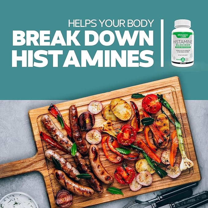Bravado Labs DAO Supplements Histamine Blocker - DAO Enzyme + Diamine Oxidase & Vitamin C for Daily Histamine Metabolism & Immune Support - 30 ct