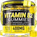 Vitamin B2 Gummies Riboflavin 400mg – 120 Gummies with Magnesium, CoQ10 & Vitamin B2 for Adults – Sugar Free B2 Vitamin 400mg for Energy, Head Comfort & Nervous System Support