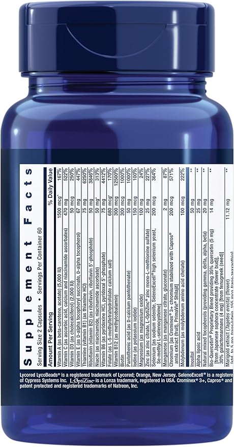 Life Extension Two-Per-Day Multivitamin, Vitamins B, C, D, zinc, Packed with Over 25 Vitamins, Minerals & extracts, Two-Month Supply, Non-GMO, Gluten-Free, 120 Capsules (Pack of 2)