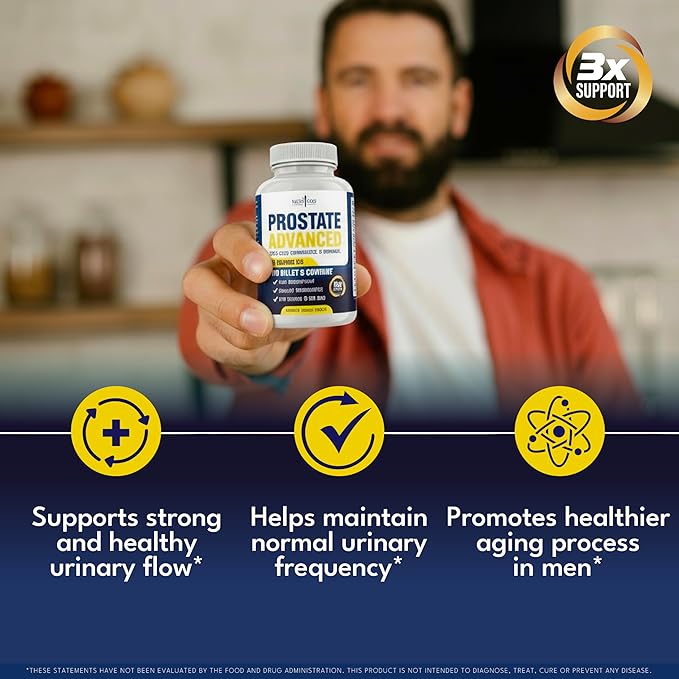 NEW AGE Prostate Advanced Prostate Supplement for Men – Reduce Bathroom Trips, Promote Sleep, Support Health & Bladder Emptying - Made with Lycopene, Beta Sitosterol - 120 Count