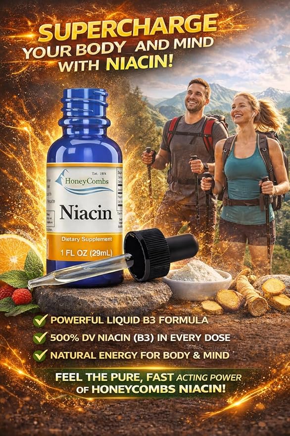 Vitamin B3-Niacin 80mg Niacin Equivalent Drops – Vitamin B Liquid Niacin Drops – Alcohol-free, Non-GMO Niacin Supplement 1oz