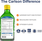 Carlson - Cod Liver Oil, 1100 mg Omega-3s, Liquid Fish Oil Supplement, Wild-Caught Norwegian Arctic, Sustainably Sourced Nordic Liquid, Lemon, 250 ml