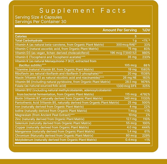 Premier Research Labs Multi-Vitamin - Immune, Brain & Heart Support | with Prebiotics and Postbiotics | Vegan Capsules for Men & Women. Gluten & Soy Free - 120 Plant-Sourced Capsules